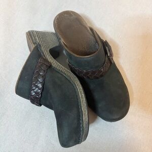 Dankso suede gray and brown braided, leather clog size 38